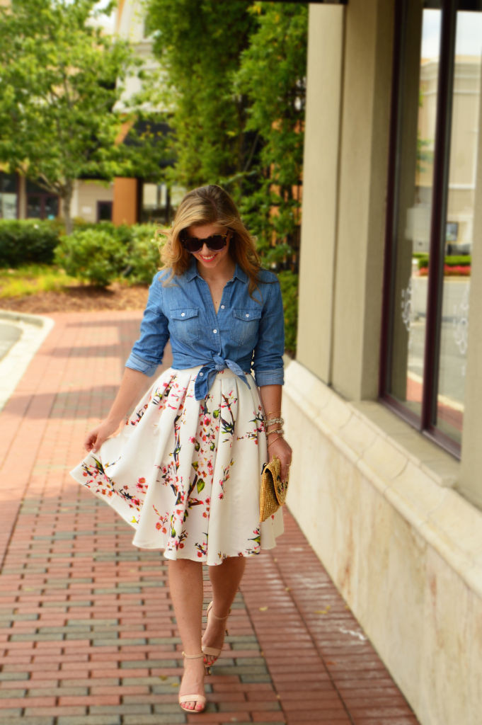 Summer Style, Midi Skirt, Floral, Karen Walker Sunglasses, Floral Midi Skirt