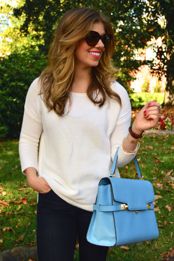 Leopard, Lace Up Flats, Fall Style, Henri Bendel Uptown Satchel, Old Navy Ivory Sweater