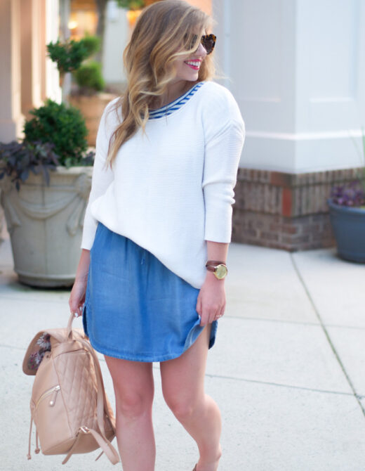 Chambray Skirt, J.Crew Style, Target Does It Again, Backpack, Vera Bradley Backpack, Karen Walker Number One Sunglasses