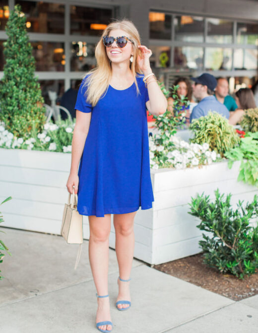 LBD, Date Night, Summer Dress, Impeccable Pig, Steve Madden Carrson, Blue Swing Dress, Blue Mini Dress