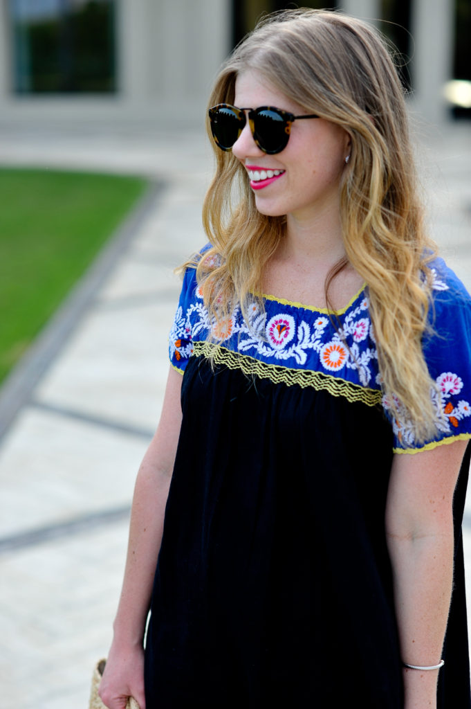 Louella Reese Embroidered Shift Dress // 5 Ways to Wear A Straw Handbag