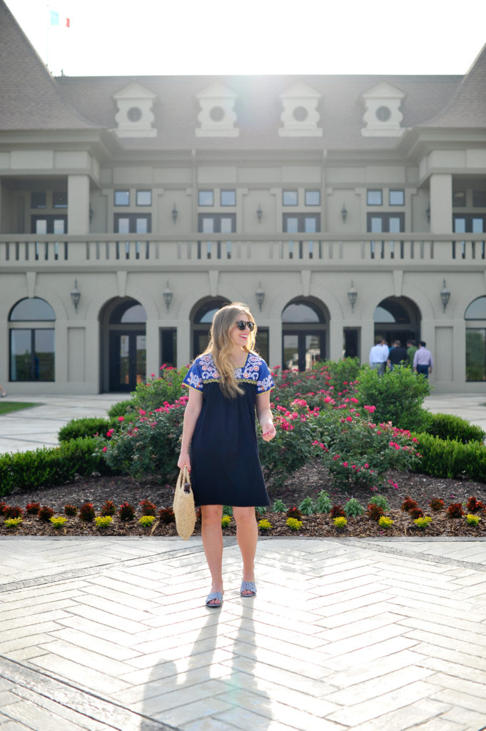 Louella Reese Embroidered Shift Dress // 5 Ways to Wear A Straw Handbag