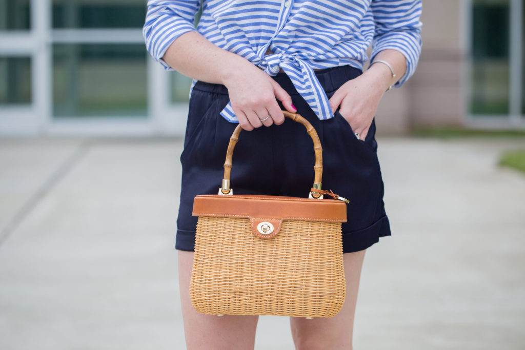 Louella Reese Sateen Shorts // Silk Shorts for Summer + Basket Bag 