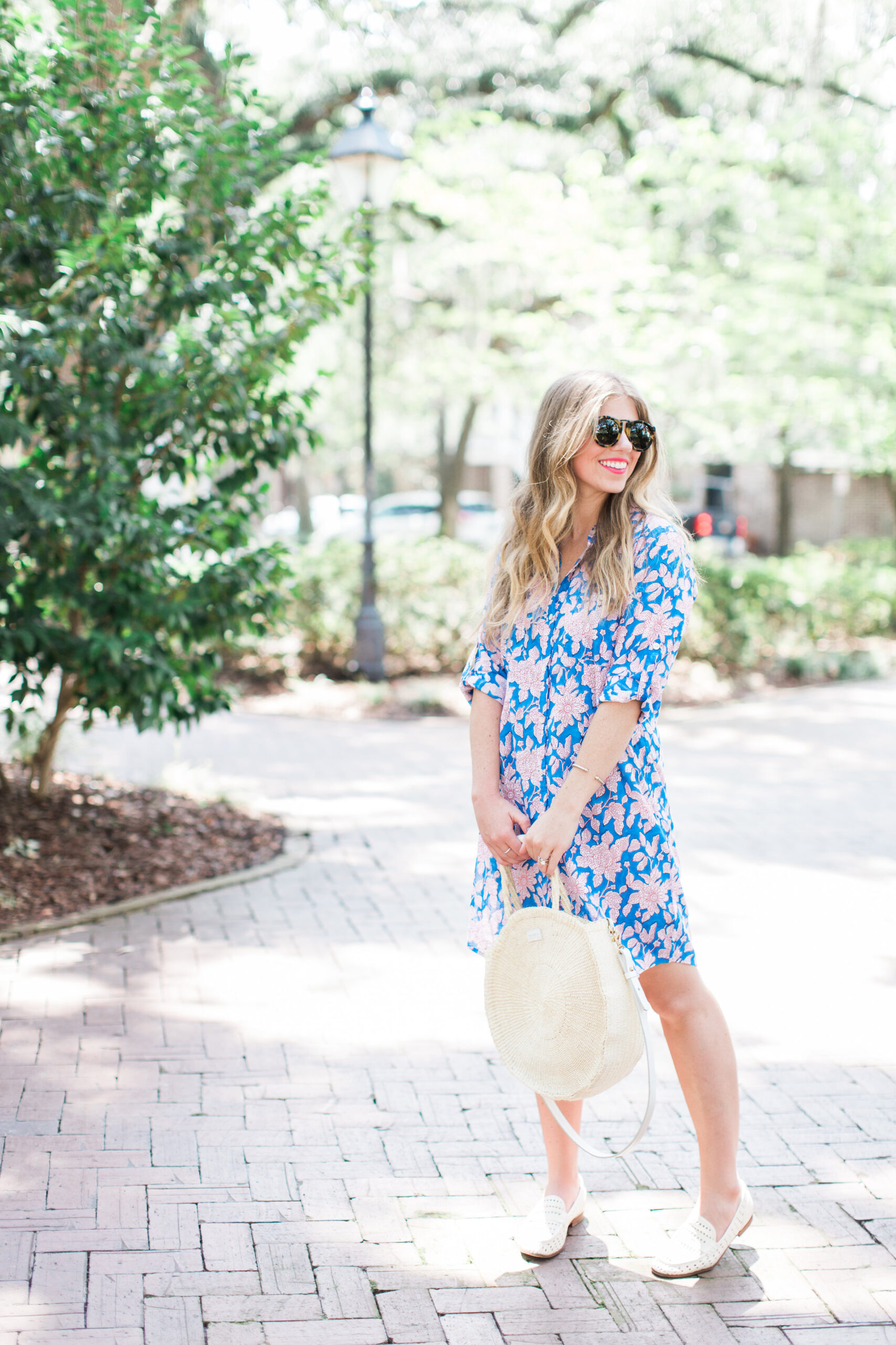 The Perfect Floral Shirt Dress // Savannah Historic District