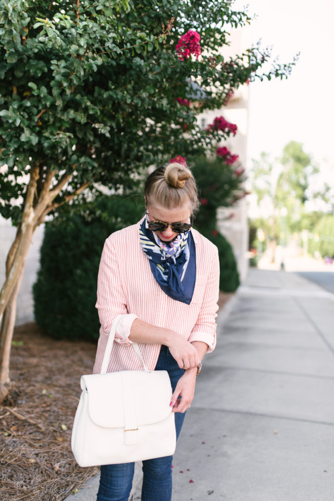 Classic Stripe Button Up Shirt // Mastering The JCrew Half Tuck // Late Summer Style // Louella Reese Life & Style Blog