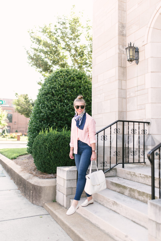 Classic Stripe Button Up Shirt // Mastering The JCrew Half Tuck // Late Summer Style // Louella Reese Life & Style Blog