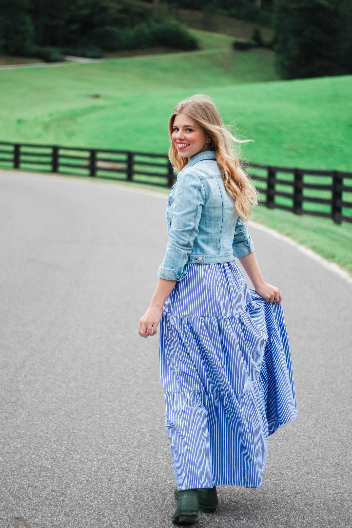 Fall Maxi Dress | Maxi Dress with Rain Boots | Louella Reese Life & Style Blog