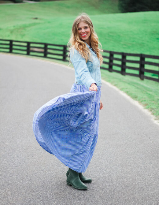 Fall Maxi Dress | Maxi Dress with Rain Boots | Louella Reese Life & Style Blog