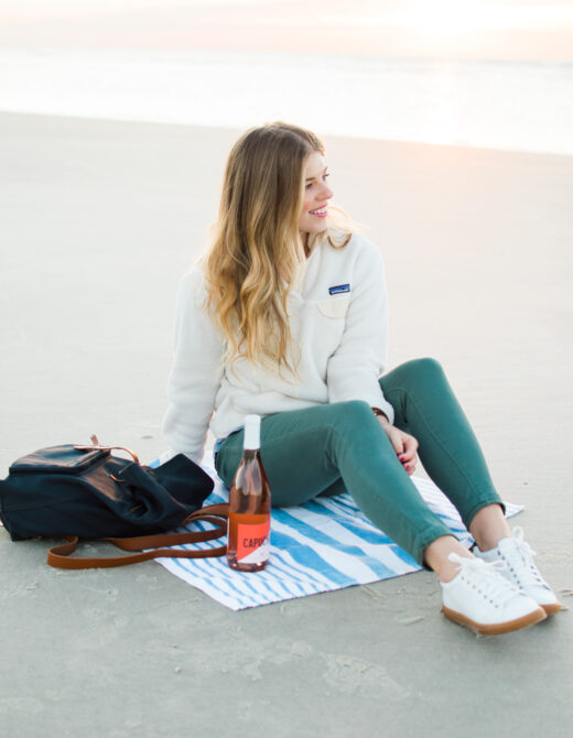 Fall Beach Style | Wine Picnic on the Beach | Louella Reese Life & Style Blog