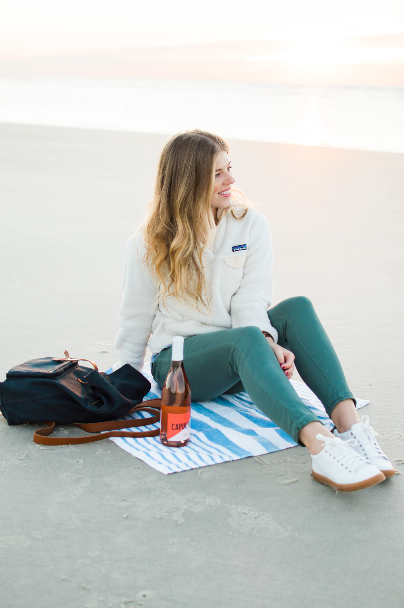 Fall Beach Style | Wine Picnic on the Beach | Louella Reese Life & Style Blog