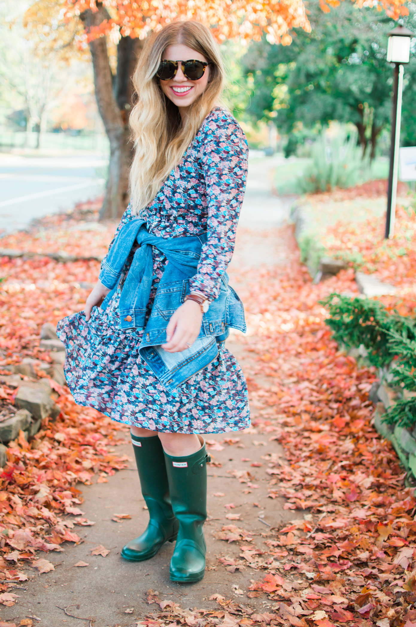 J.Crew Ruffle Hem Dress in Floral Paisley | Dress with Hunter Boots | Louella Reese Life & Style Blog