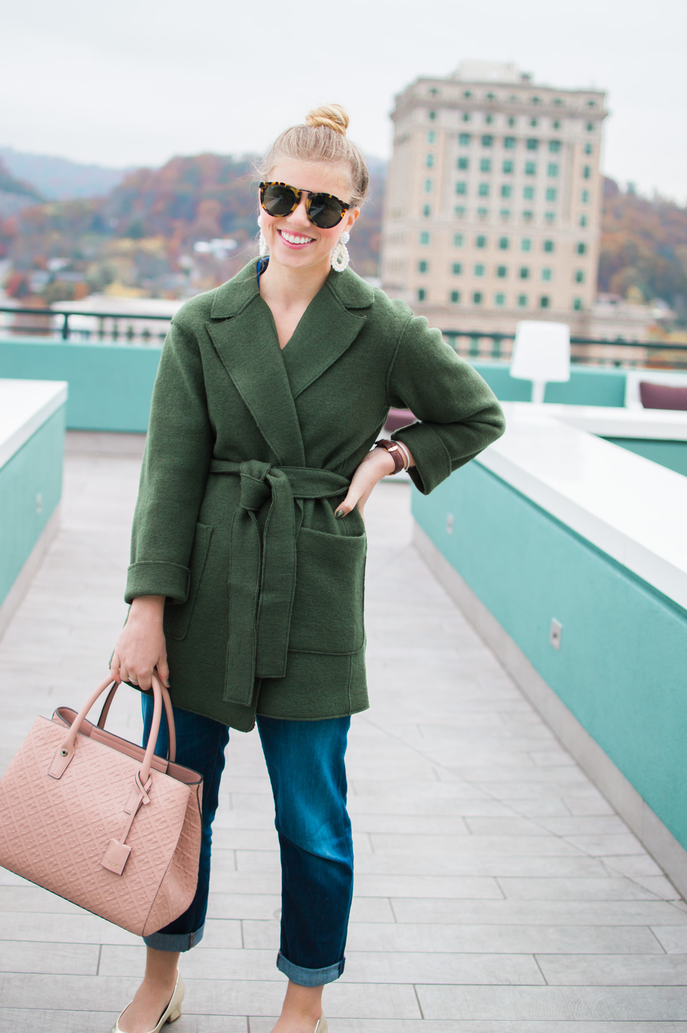 Transitional Wrap Coat | Olive Wrap Coat for Winter | Louella Reese Life & Style Blog