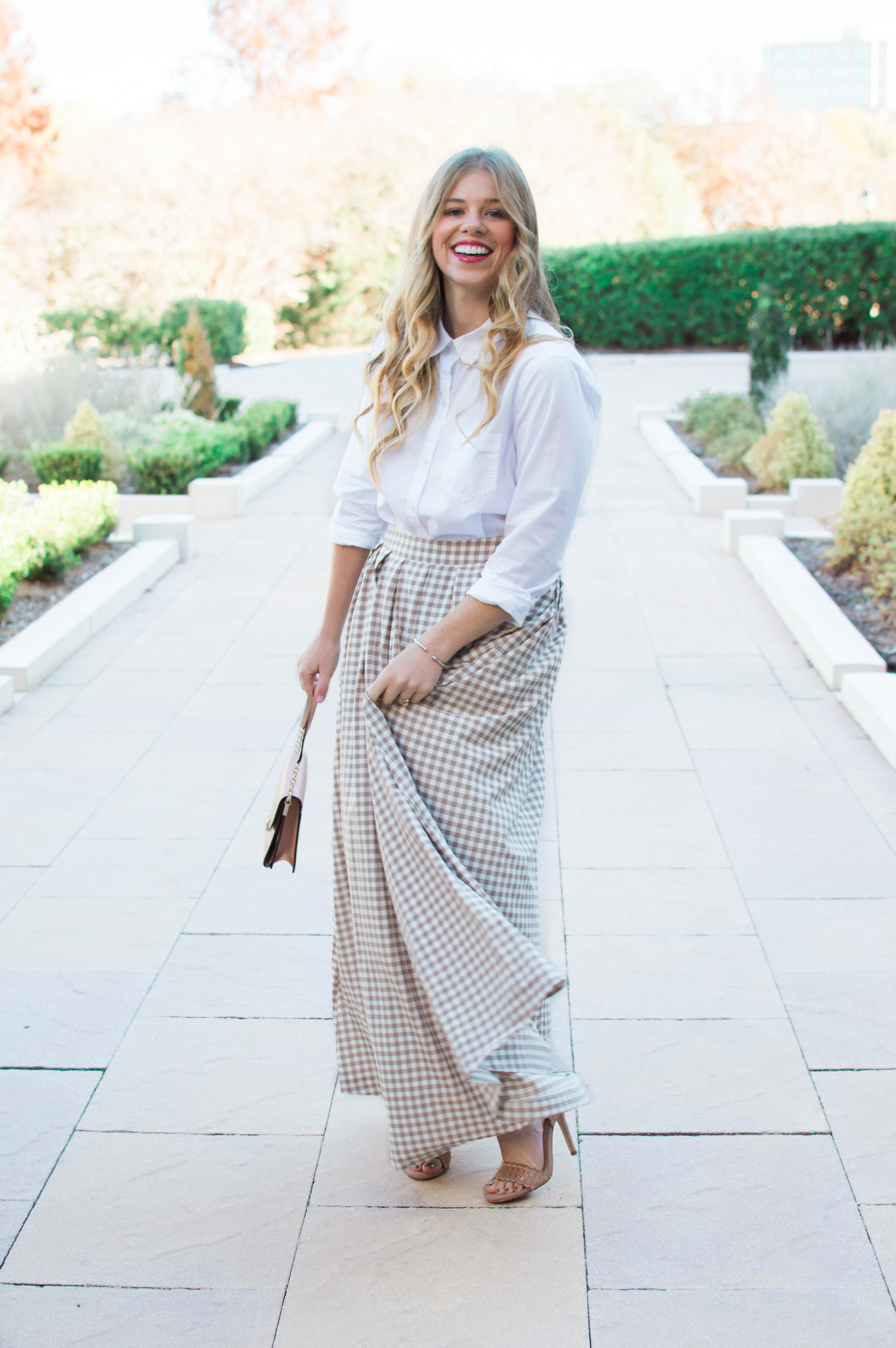 Gingham Maxi Skirt | Holiday Party Outfit Idea | Louella Reese Life & Style Blog