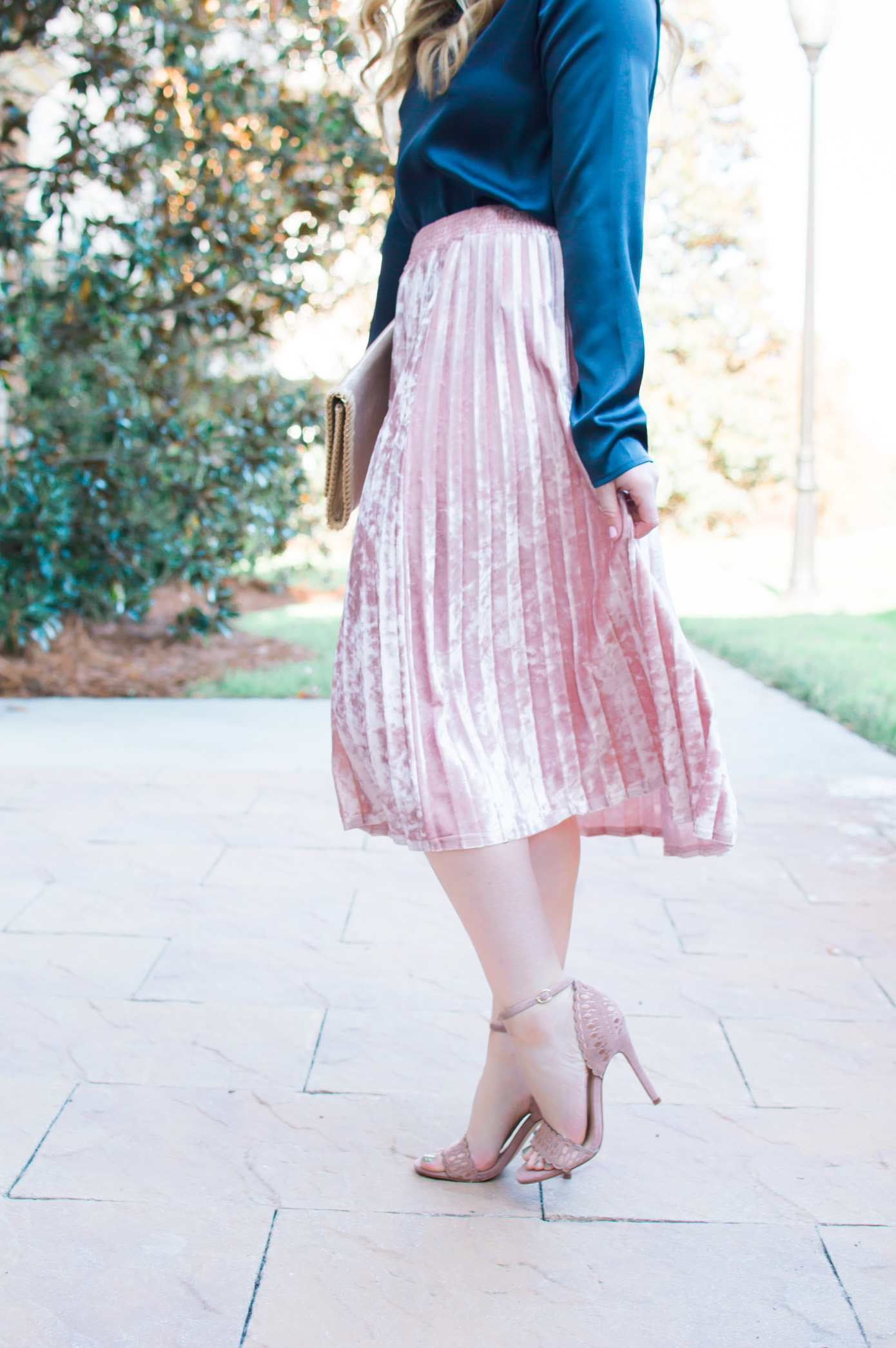 Velvet Midi Skirt | Holiday Party Outfit Idea | Louella Reese Life & Style Blog
