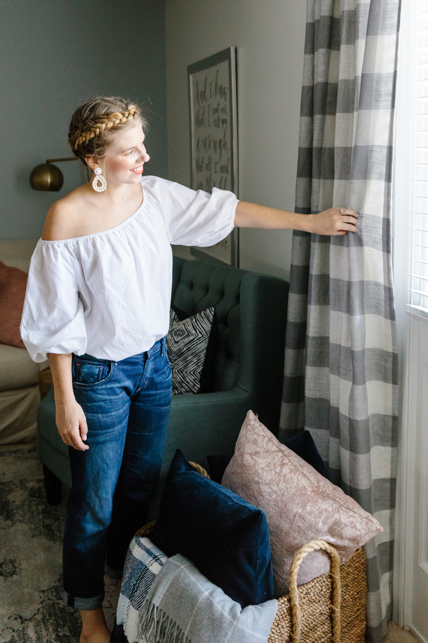 Statement Drapes | Gray and White Gingham Drapes | Louella Reese Life & Style Blog 