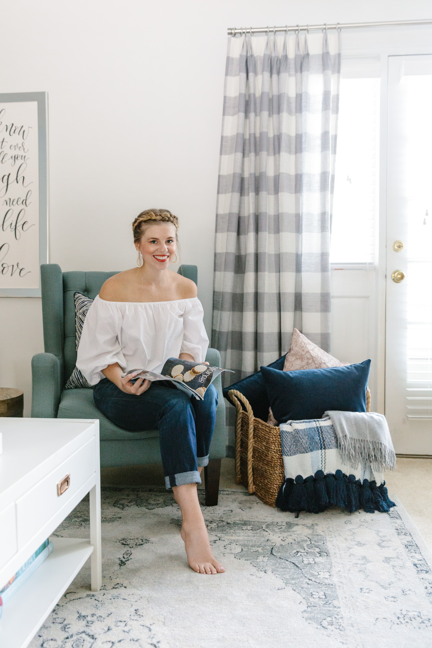 Statement Drapes | Gray and White Gingham Drapes | Louella Reese Life & Style Blog 