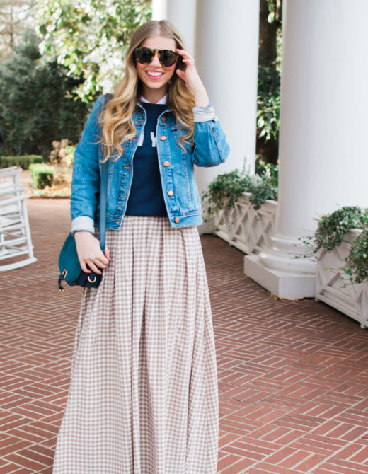 How to Style a Maxi Skirt for Winter | Casual Gingham Maxi Skirt | Louella Reese Life & Style Blog