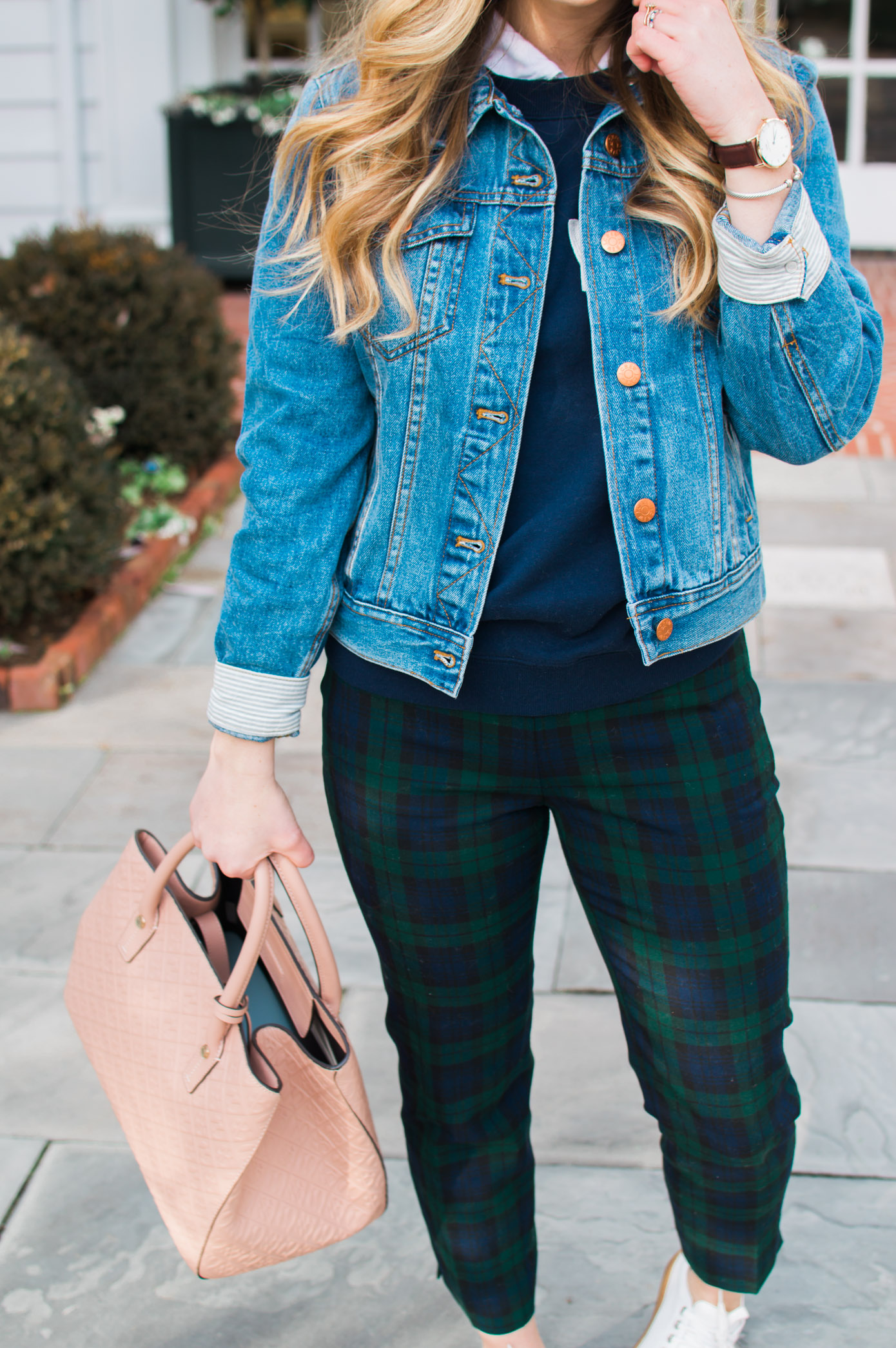 Casual Plaid Pants | Perfect Denim Jacket | Louella Reese Life & Style Blog