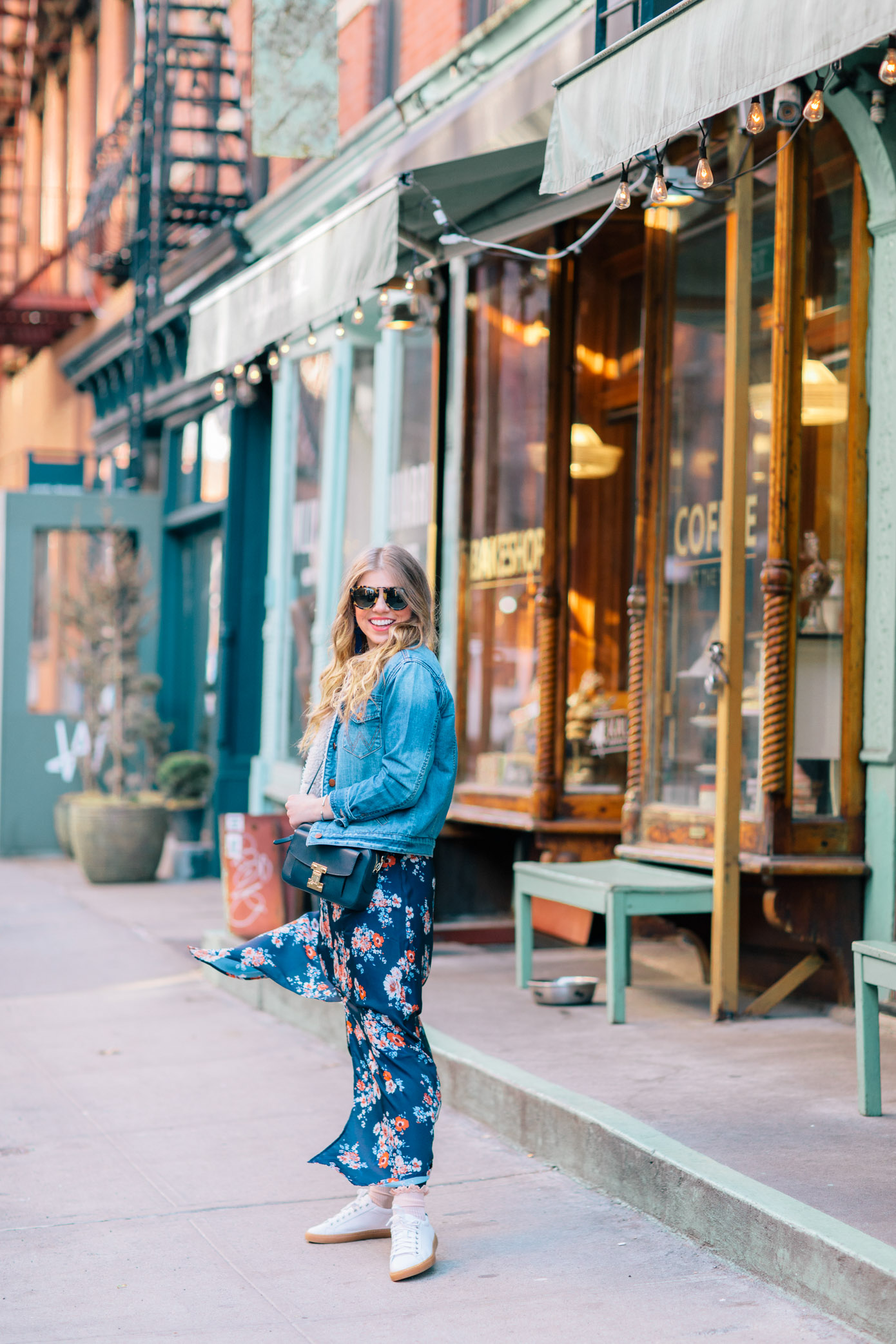 How to Wear Your Spring Dresses Now | Navy Floral Maxi Dress | Louella Reese Life & Style Blog 