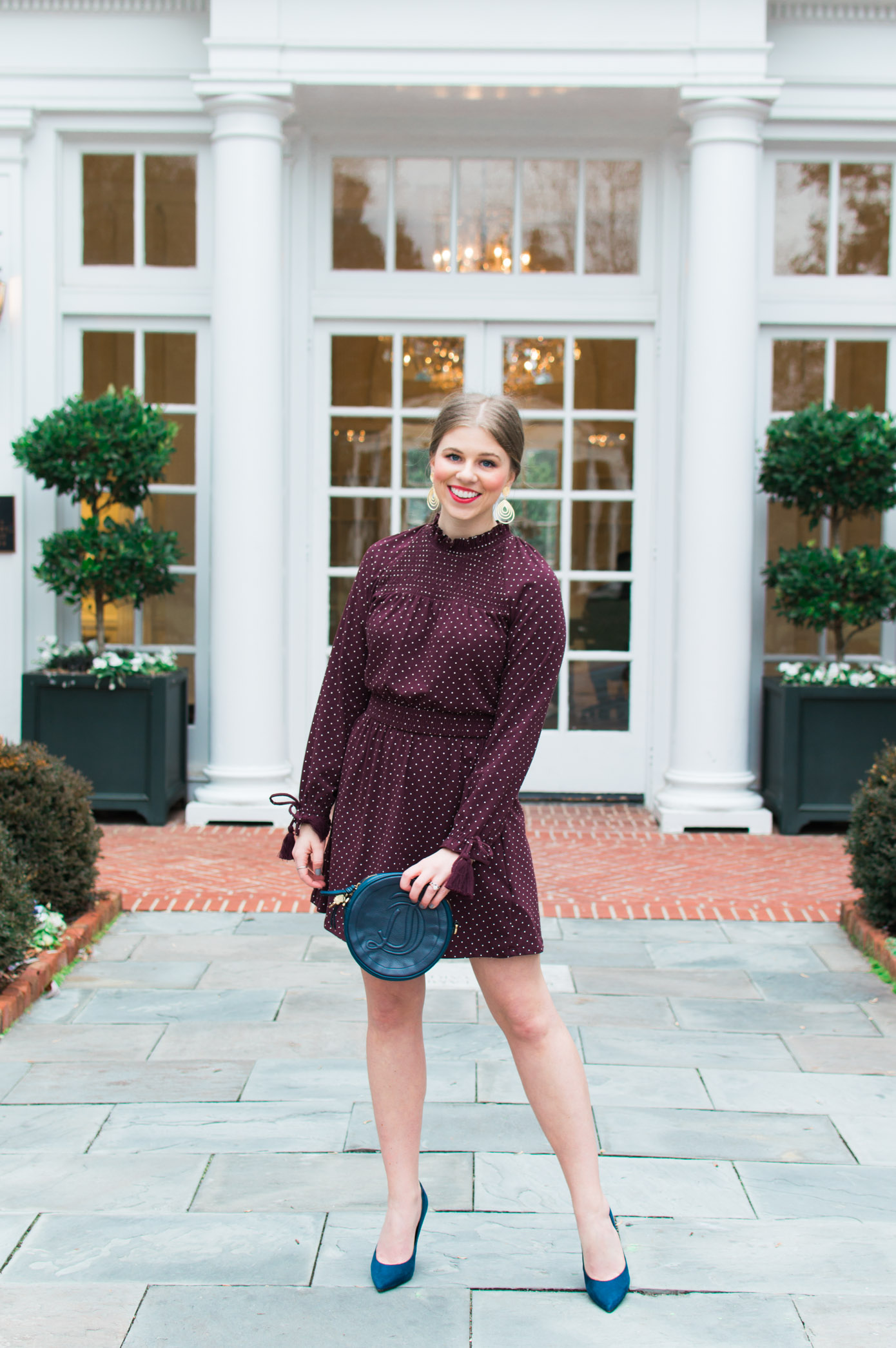 Polka Dot Mini Dress | Chic Winter Date Night Look | Louella Reese Life & Style Blog 