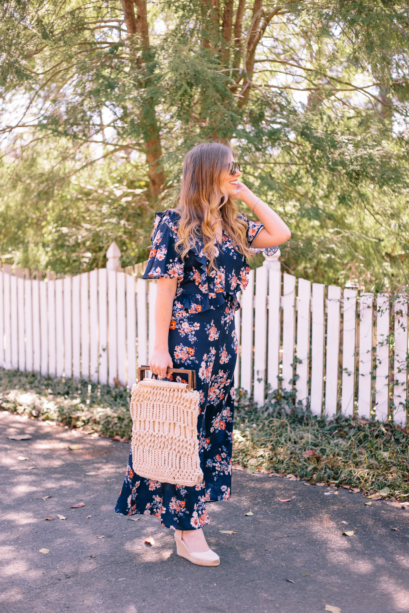 Navy Floral Maxi Dress for Spring | Louella Reese Life & Style Blog
