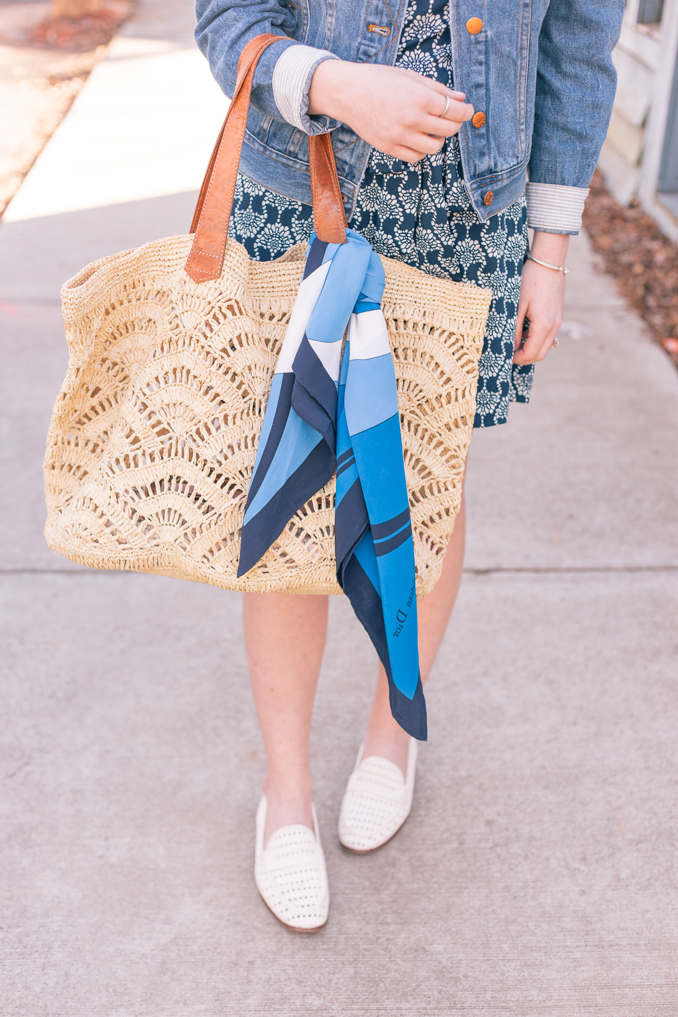 Casual Knit Dress for Spring + Oversized Straw Tote | Louella Reese Life & Style Blog