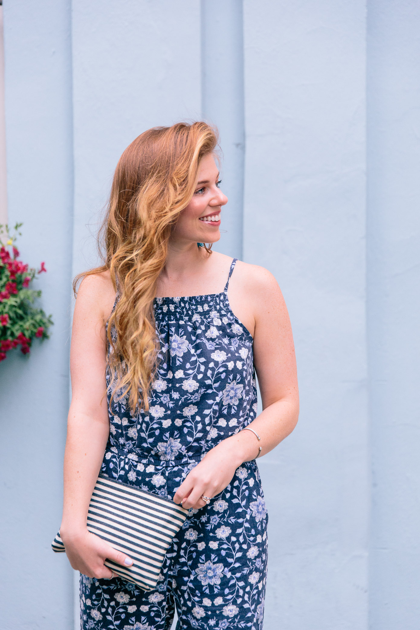 Comfy Navy Floral Jumpsuit for Summer | Jumpsuit under $50 | Louella Reese Life & Style Blog