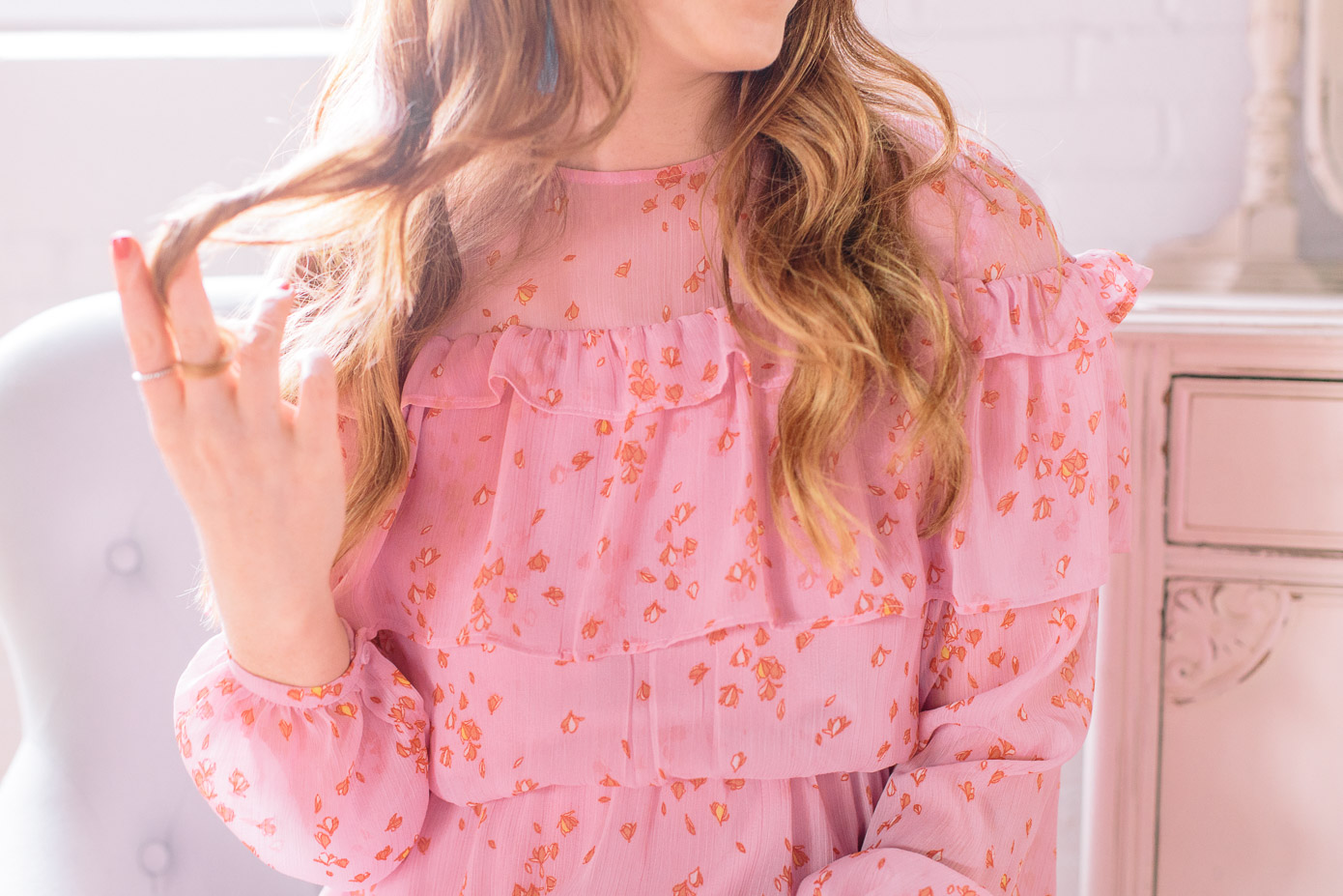 Floral Pink Chiffon Dress, Spring Dresses | Louella Reese Life & Style Blog