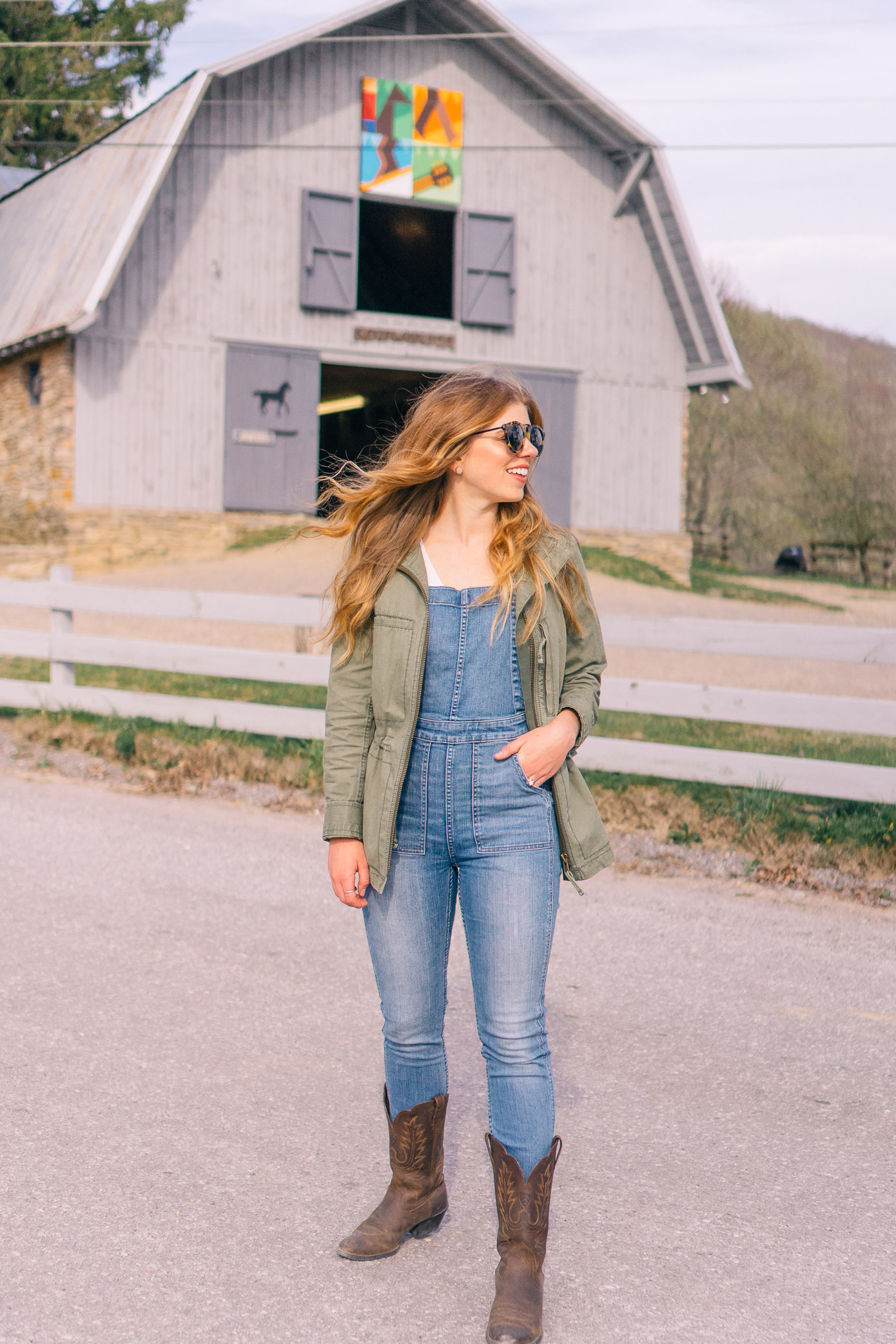 What to Wear Horseback Riding | Overalls Styled with Cowboy Boots | Louella Reese Life & Style Blog