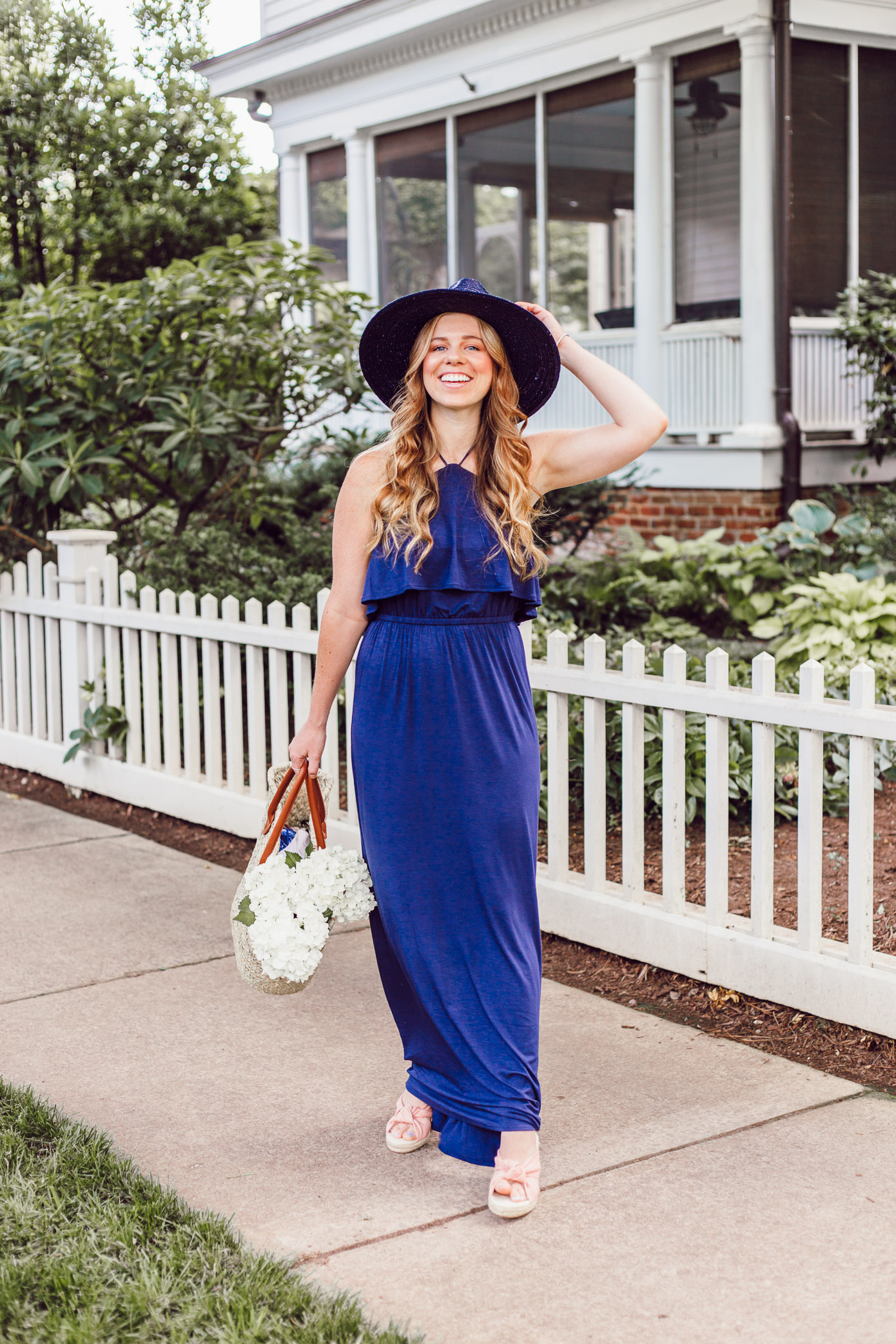 Navy Jersey Maxi Dress featured by popular Charlotte fashion blog, Louella