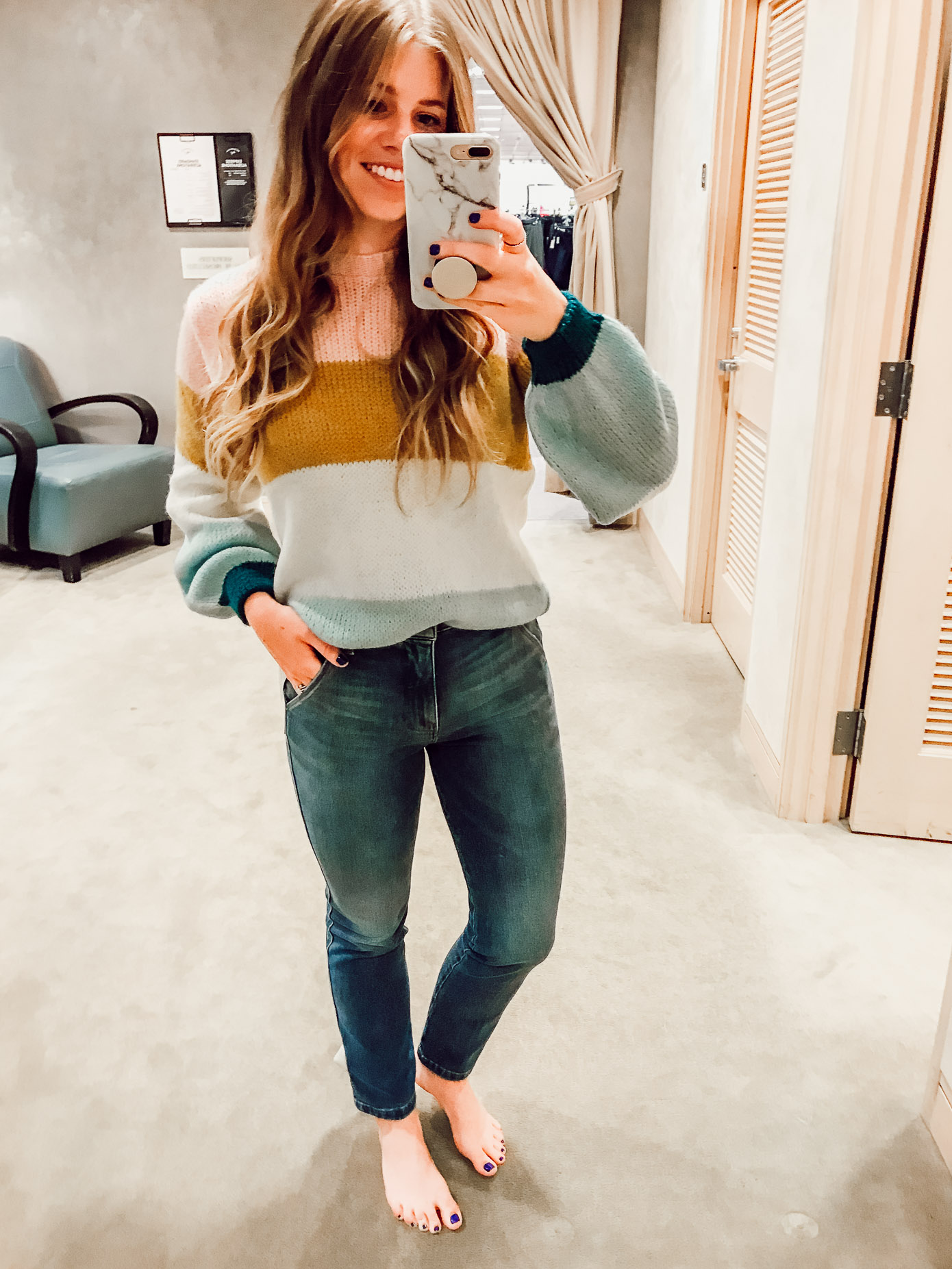 Topshop Colorblock Knit Pullover | 2018 Nordstrom Anniversary Fitting Room Session featured on Louella Reese Life & Style Blog