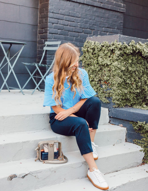 Navy Lightweight Joggers for Summer | How to Style Joggers for Summer featured on Louella Reese Life & Style Blog