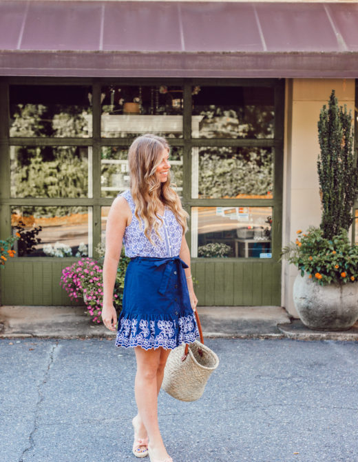 Summer Blues: Favorite Blue and White Pieces for Summer | Navy Embroidered Skirt and Geometric Tank styled on Louella Reese Life & Style Blog