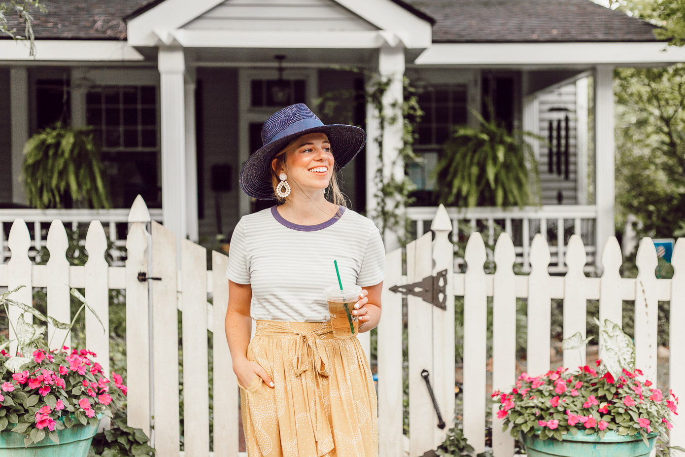 Preppy Casual Summer Style, Yellow Midi Skirt for Late Summer, Early Fall | What to Cross Off Your Late Summer Bucket List featured on Louella Reese Life & Style Blog