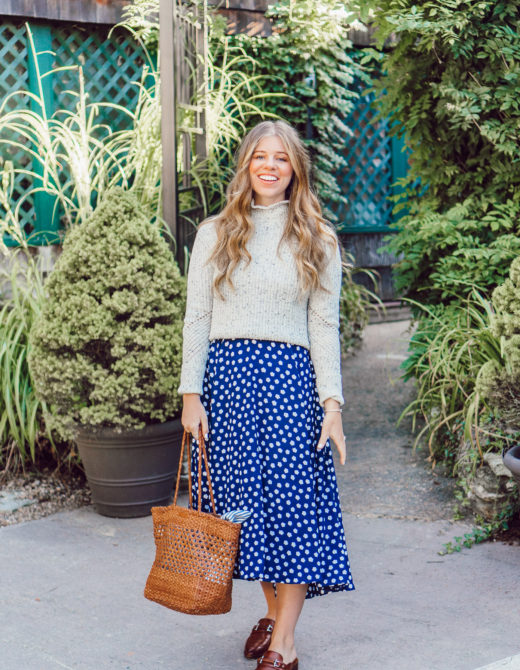 Fall Polka Dots | How to Style a Dress as a Skirt for Fall featured on Louella Reese