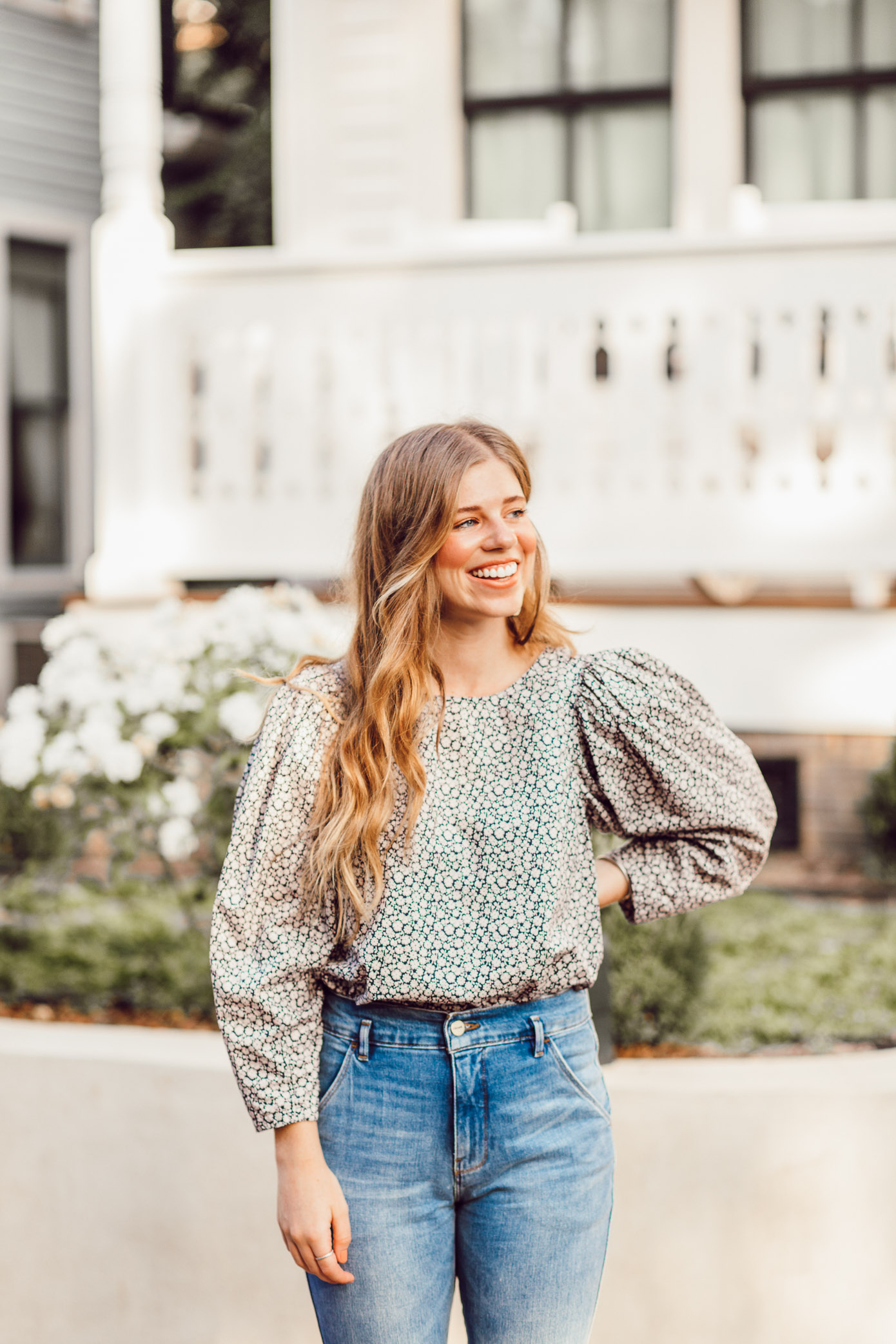 How to Style Statement Sleeves for Fall - Fall Statement Sleeve Rebecca Taylor Blouse featured by popular Charlotte style blogger Laura Leigh of Louella Reese