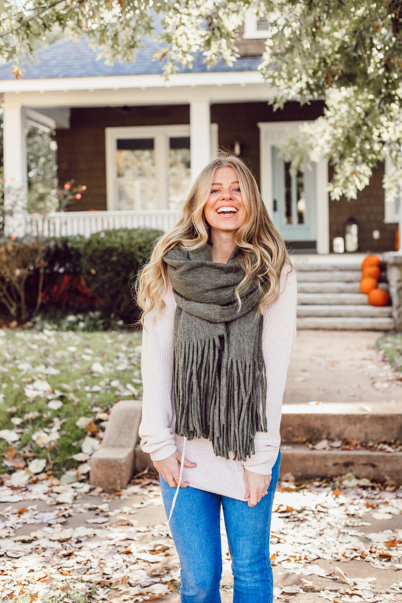 The BEST Oversized Scarves to Shop Now featured on Louella Reese | Olive Green Scarf