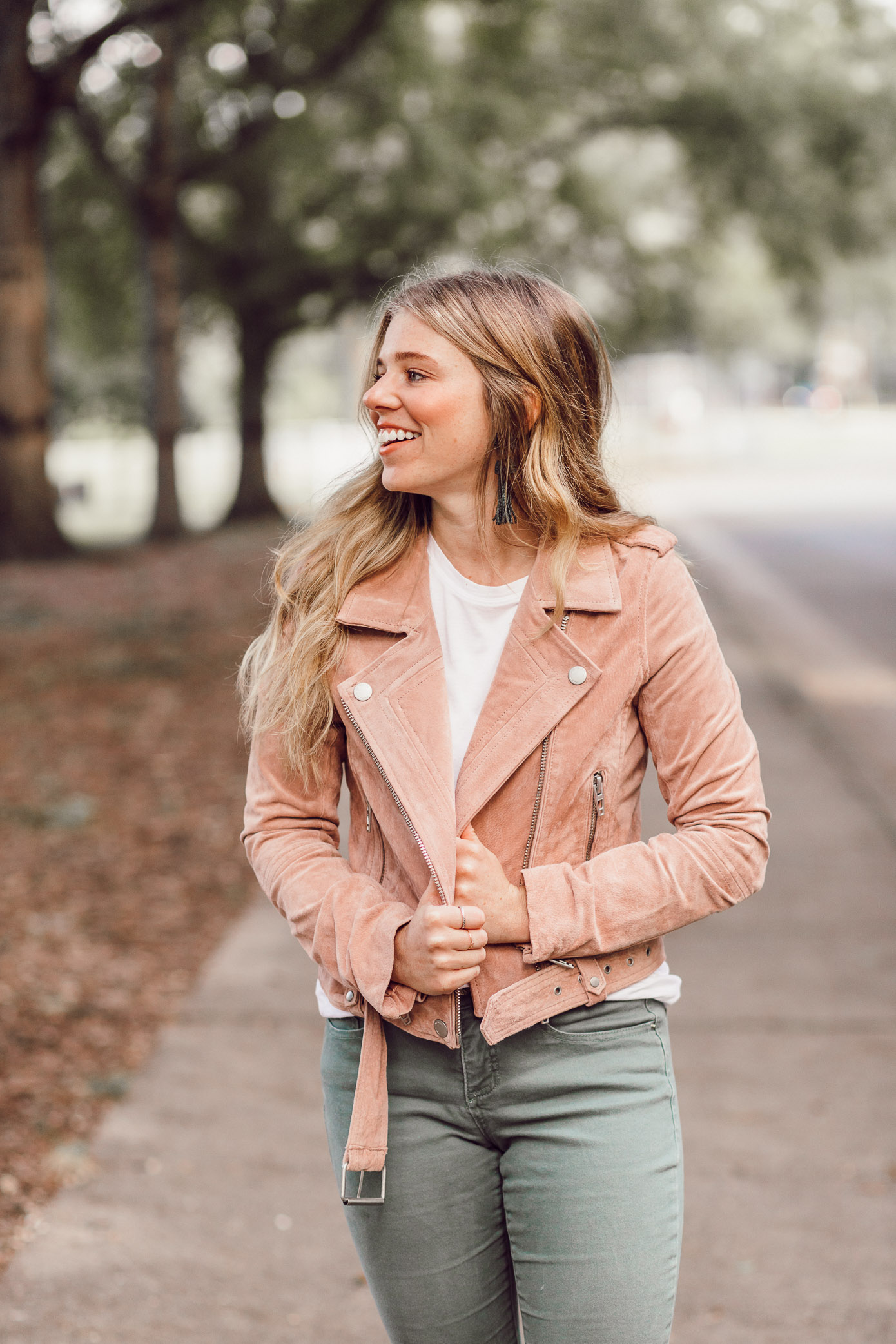 BlankNYC Blush Suede Moto Jacket | 2018 Fall Jackets featured on Louella Reese Blog