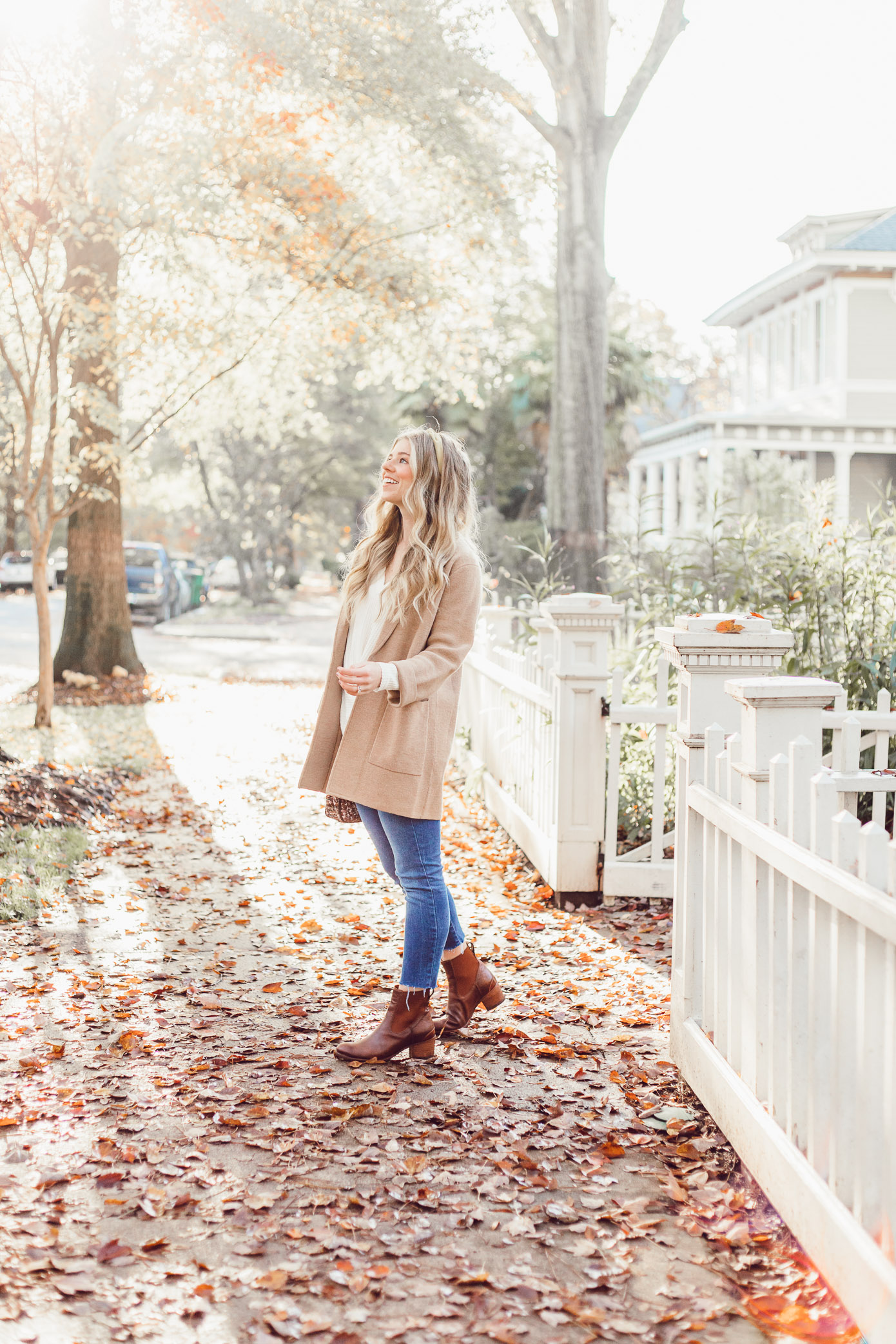 What to Wear to Friendsgiving | Knotted Front Waffle Top, Casual Sweater Blazer featured on Louella Reese Blog