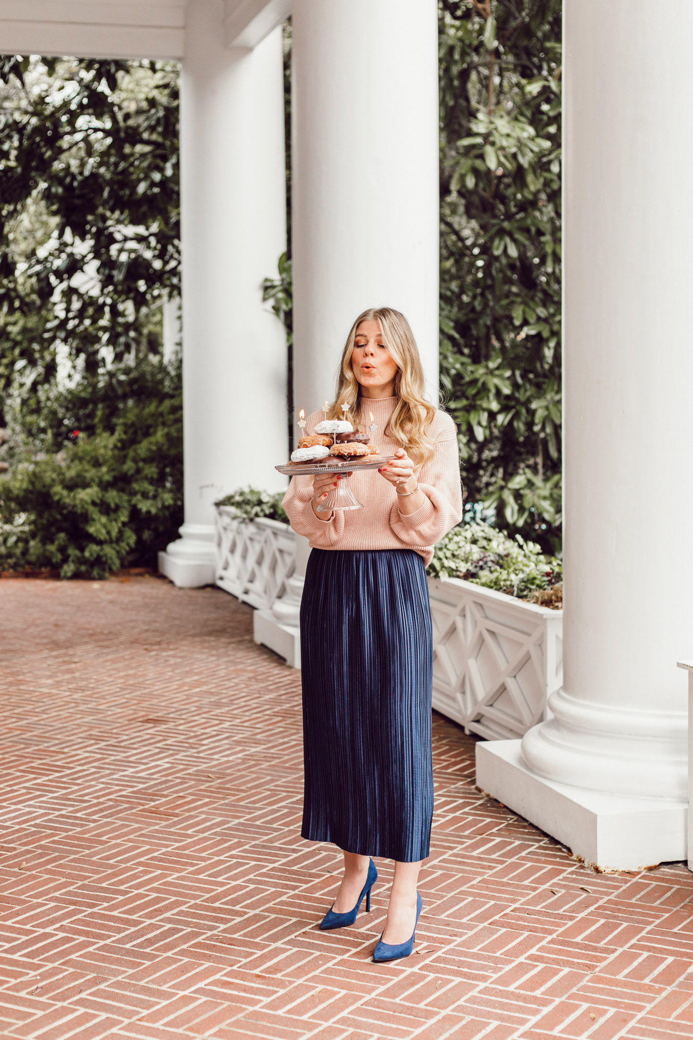 29 Life Lessons Learned featured on Louella Reese for her 29th Birthday | Tibi Plissé Midi Skirt, Line + Dot Blush Cropped Sweater