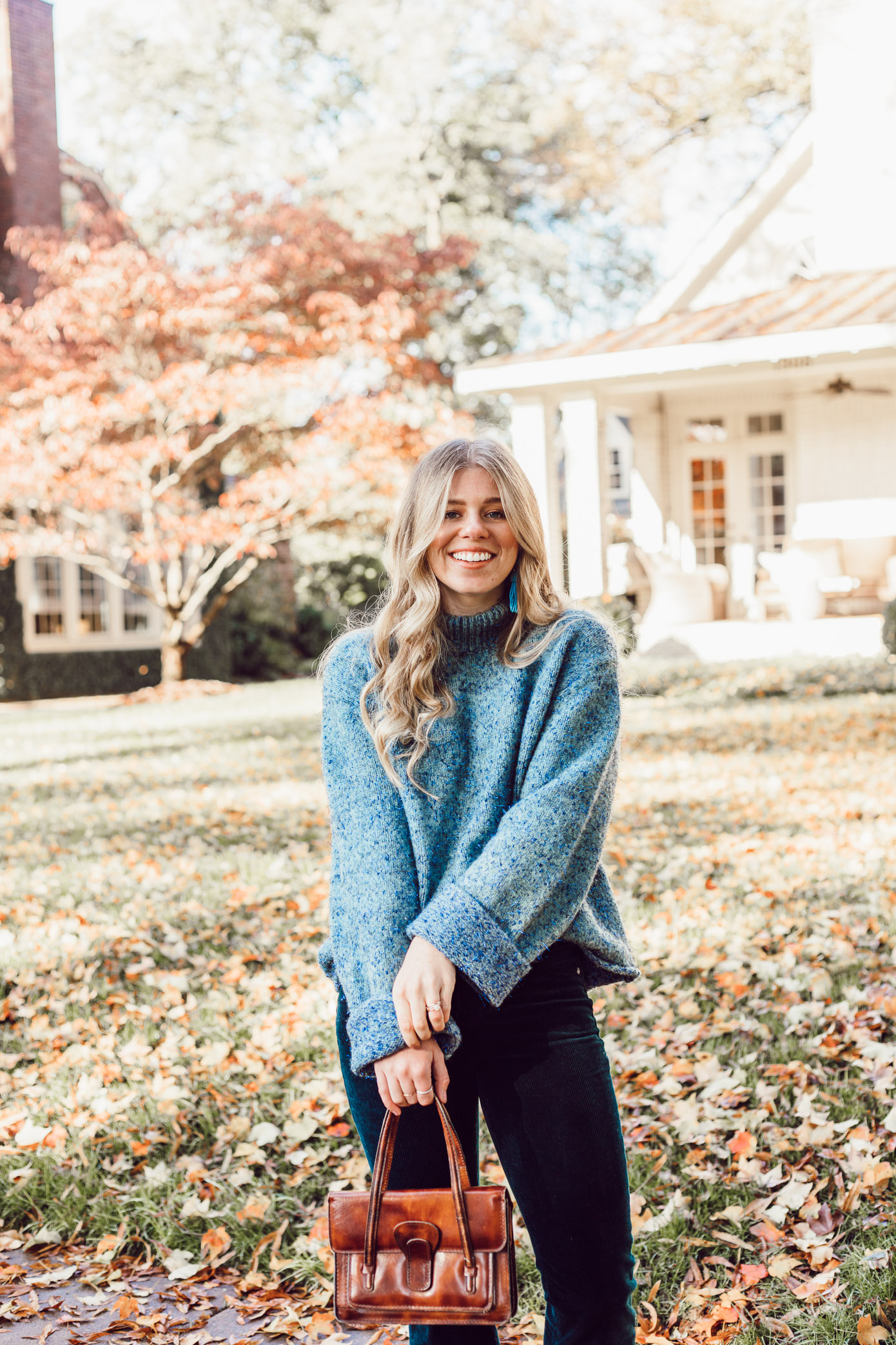 Anthropologie Sparkle Knit Turtleneck Sweater, Styling Corduroys for Winter | Must Try Winter Trend featured on Louella Reese Life & Style Blog