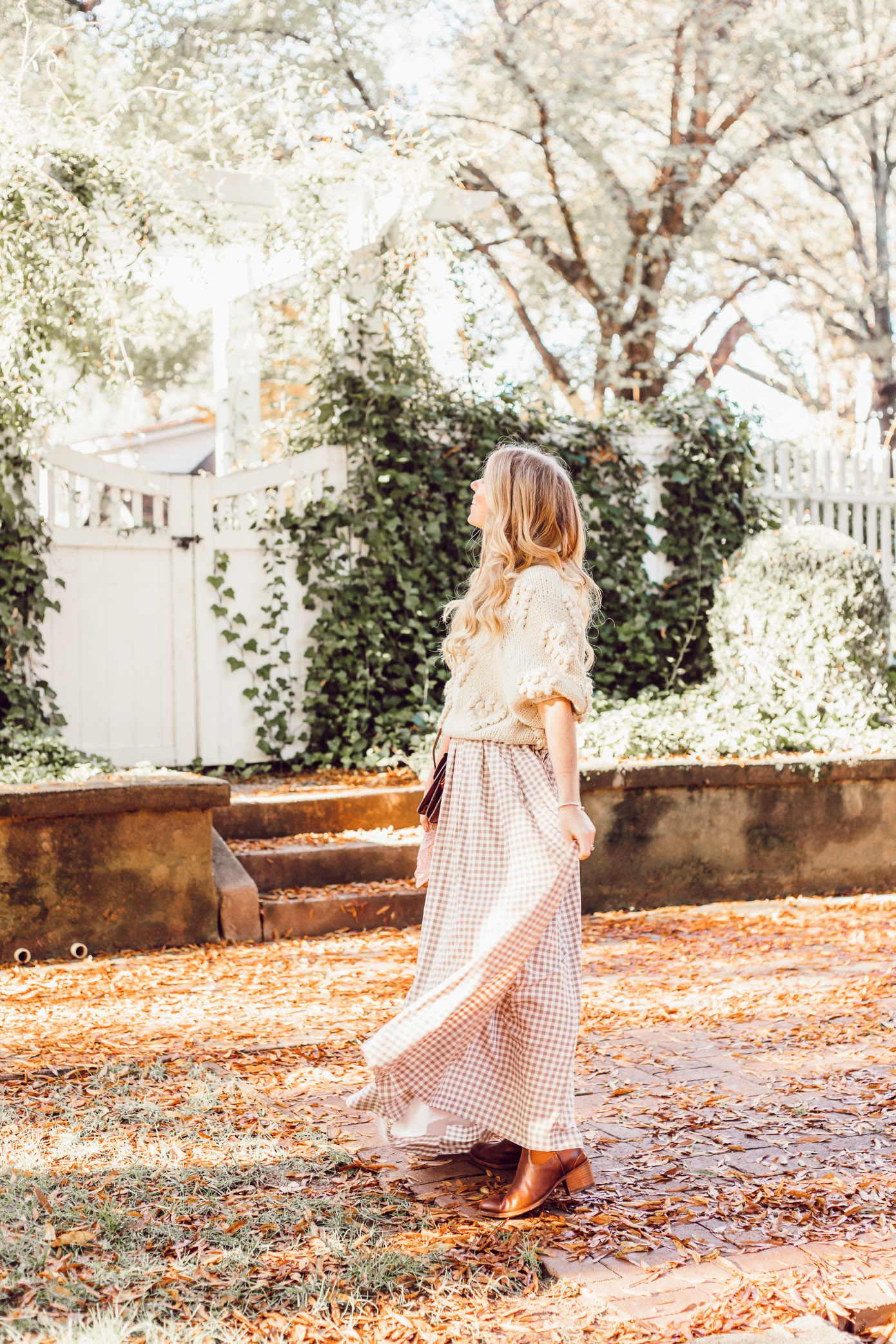 Spice Up Your Winter Date Night Look with a Winter Maxi Skirt featured on Louella Reese Life & Style Blog | Gingham Maxi Skirt
