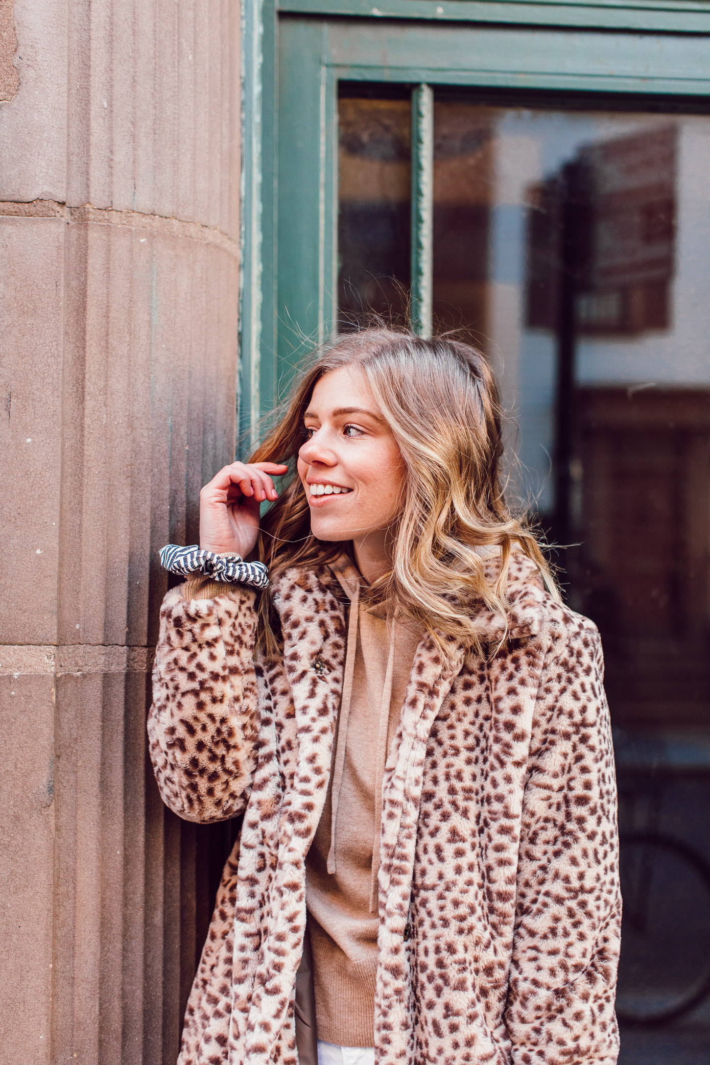 Leopard Faux Fur Coat, Cashmere Hoodie | Casual Travel Style featured on Louella Reese