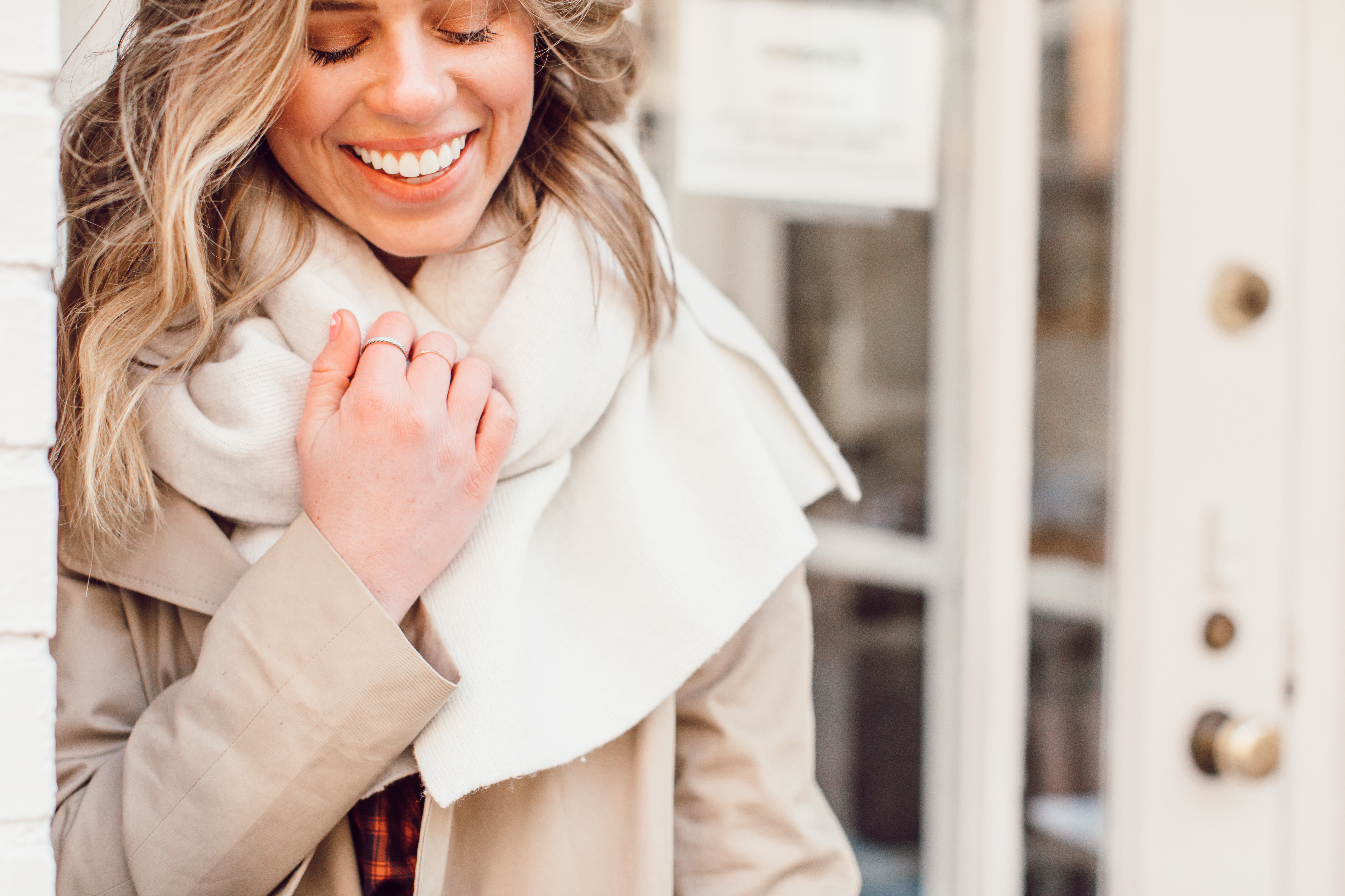 The Perfect Trench Coat styled by top US fashion blogger Laura Leigh of Louella Reese; Image of woman wearing Everyone Drape Trench Coat, & Other Stories Plaid Midi Dress, Marc Fisher LTD Belle Booties, Zac Beck Bags Medium Classic Tote | How to Style a Trench Coat for Winter