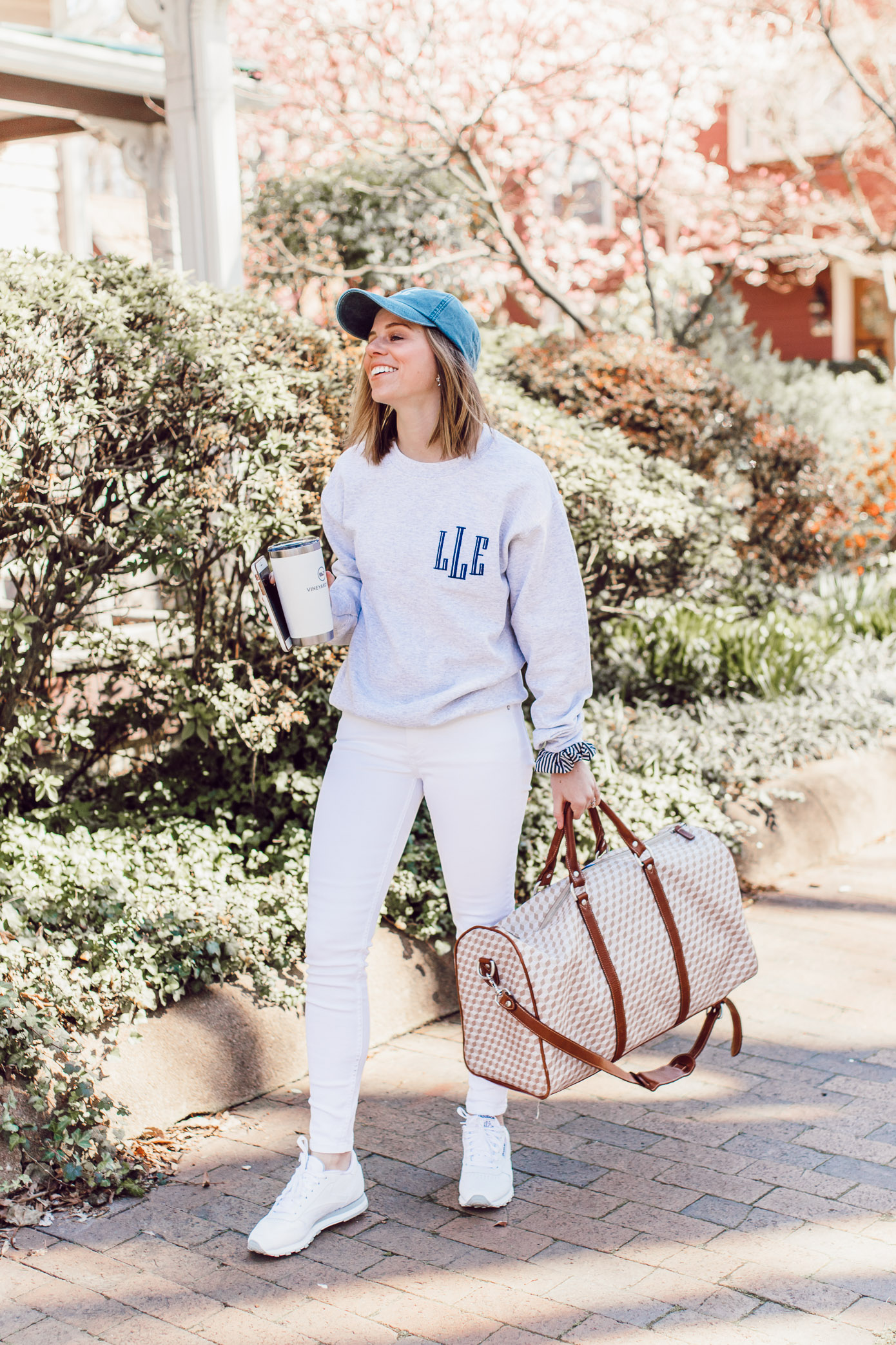 The BEST Monogrammed Pieces for Spring 2019 | Monogrammed Crewneck Sweatshirt, Monogrammed Baseball Cap styled on Louella Reese