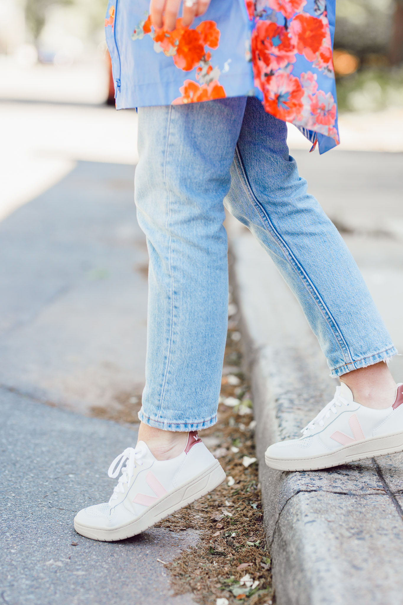 Cute Rainy Day Outfit Ideas | Veja Pink Sneakers | Louella Reese