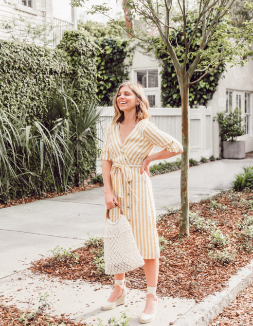 The best spring trends to try with Versona this Spring | Yellow Striped Midi Dress | Louella Reese