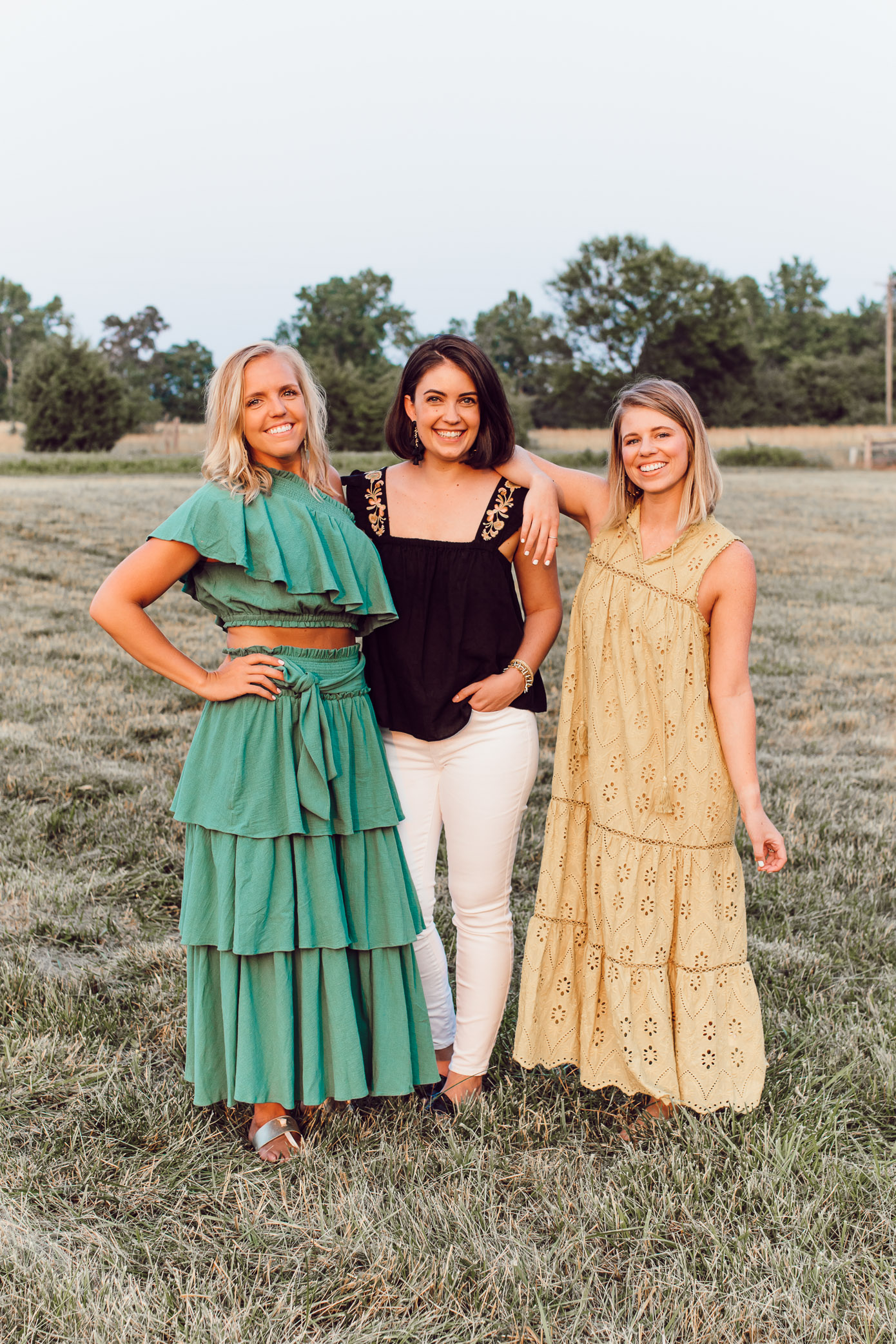 How to Host a Backyard Summer Fiesta | Green Maxi Skirt Matching Set, Embroidered Black Tank, Yellow Eyelet Maxi Dress | Louella Reese