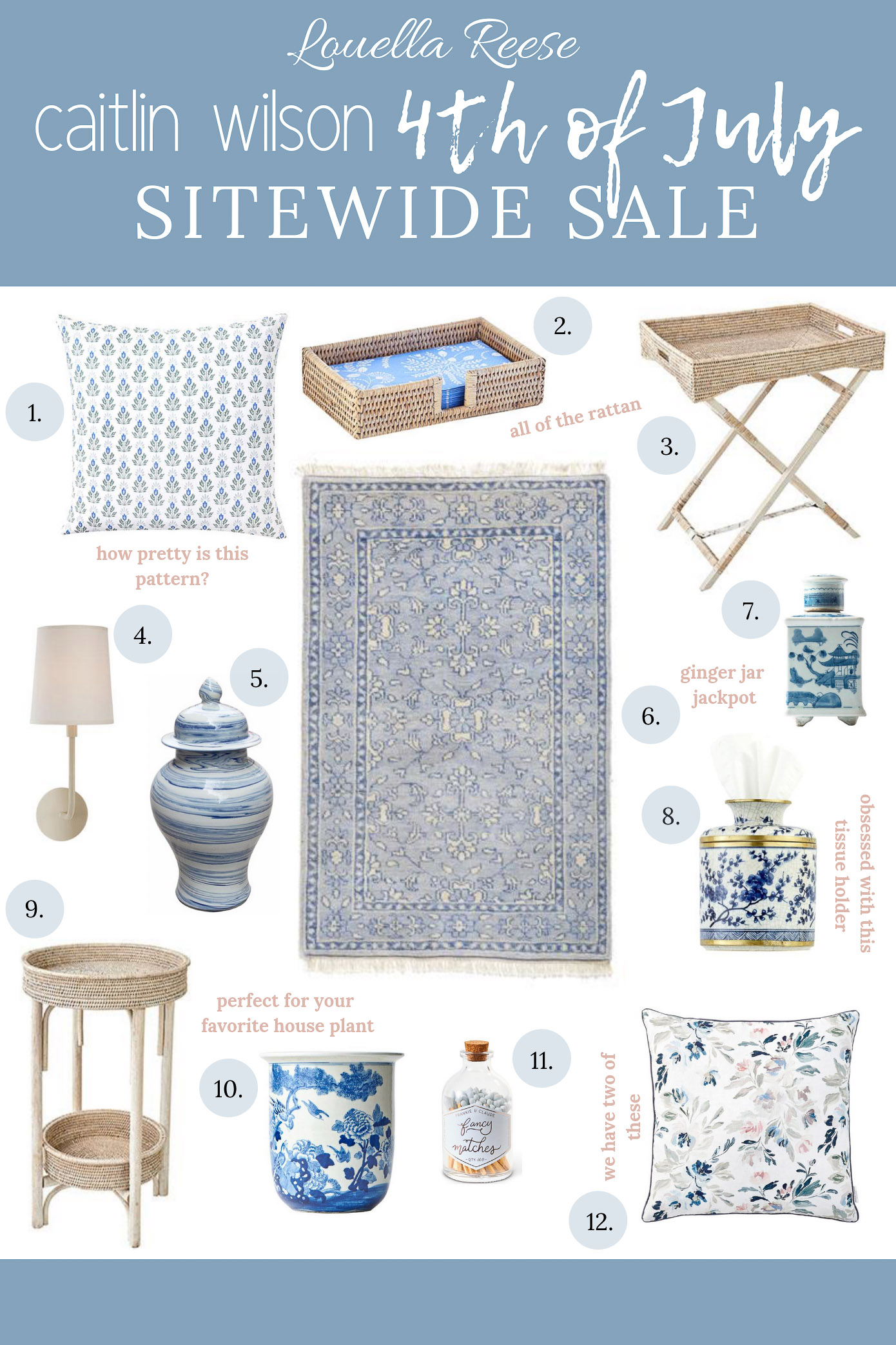 Fourth of July Home Sales to Shop | Caitlin Wilson Summer Sale | Blue and White Decor | Louella Reese
