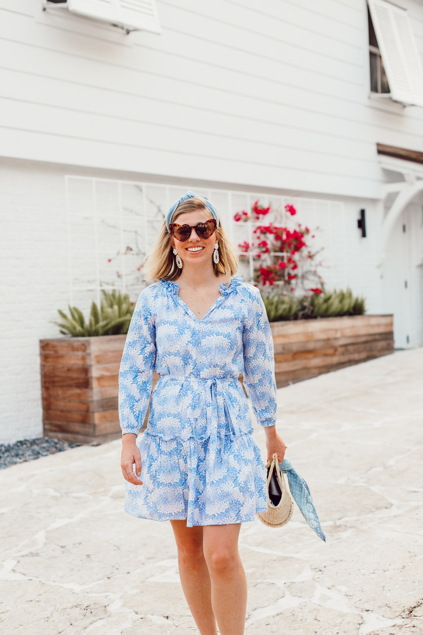 What to Wear in the South During Summer | Casual Blue and White Dress | Louella Reese